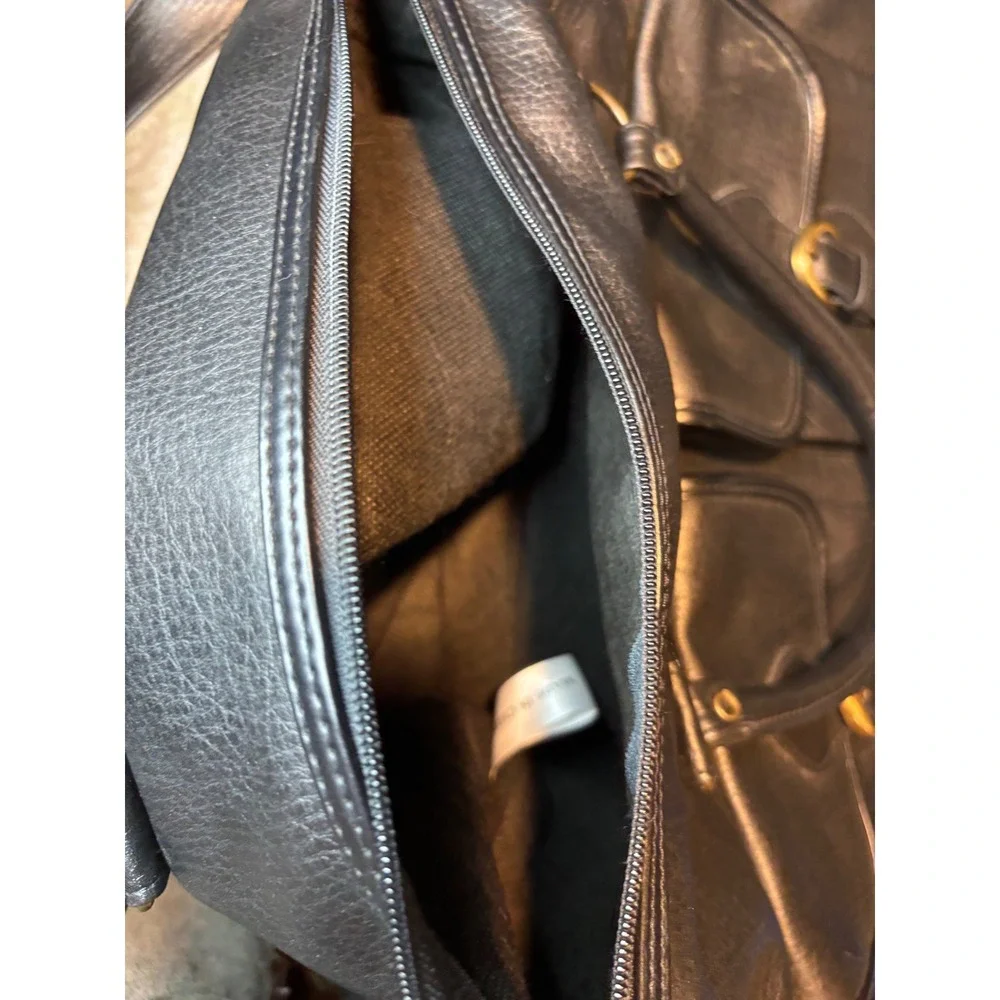 Pierre Cardin Black Faux Leather Duffle Bag Weekend Travel Overnight Carry On
